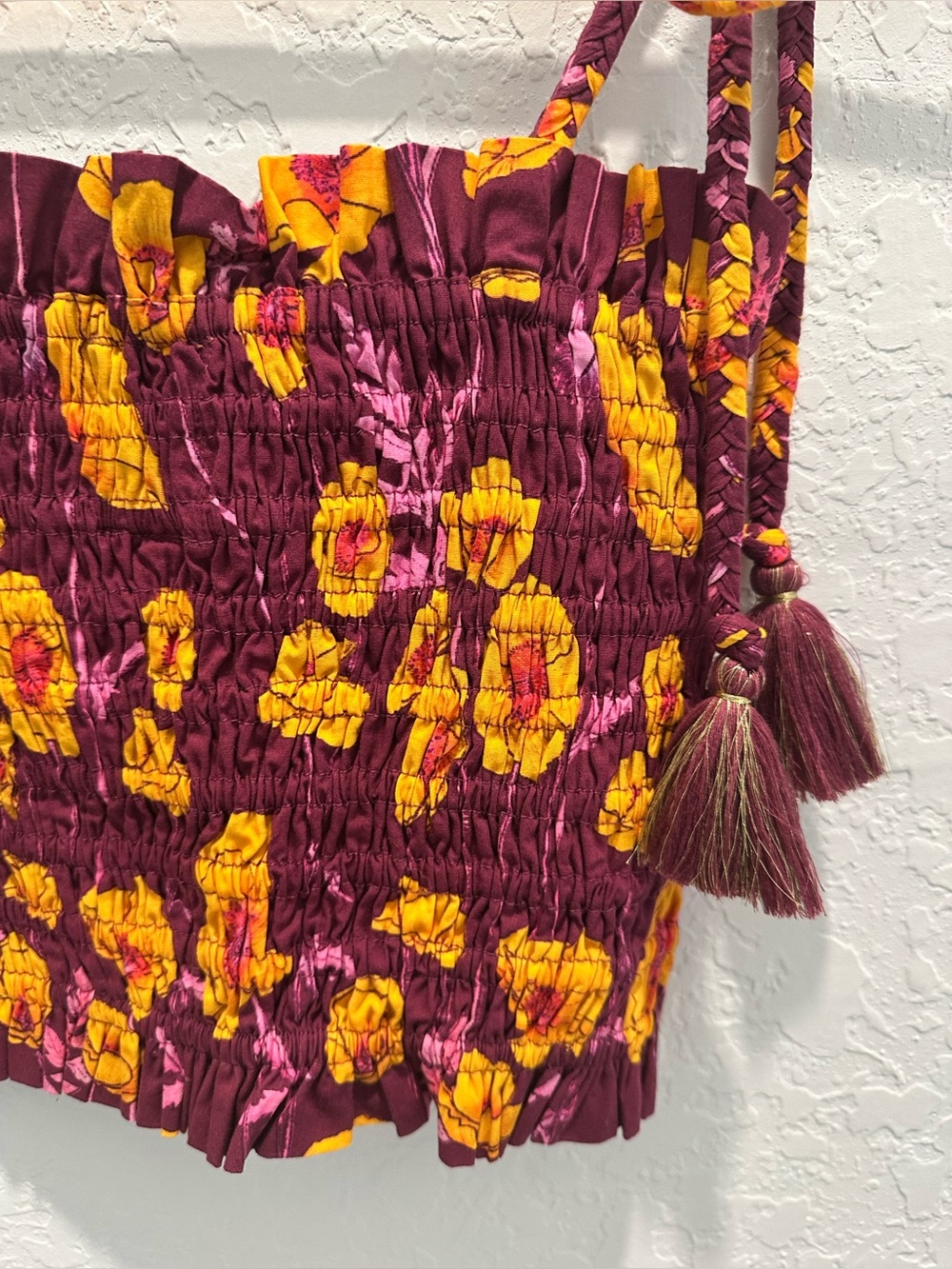 NWOT Coniglio Palm Beach Smocked Floral Crop Top - Picture 4 of 8